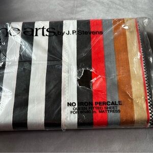 Vintage Fine Arts Utica J.P. Stevens Striped Queen Fitted Sheet Brand New